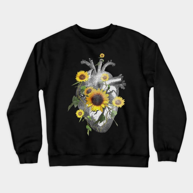 anatomical heart sunflowers cardiac nurse Crewneck Sweatshirt by Collagedream
